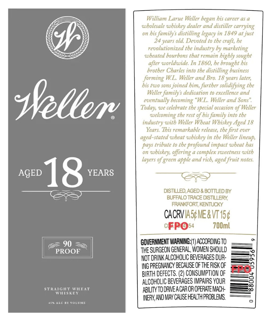 ウェラー初のストレート・ウィート・ウイスキー「Weller 18 Year Old」登場